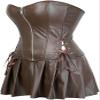DKCHENH Women's Punk Rock Faux Leather Steampunk Corset gothic bustier skirt set costume.Brown bustier,4X-Large Skirt. view 2