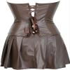 DKCHENH Women's Punk Rock Faux Leather Steampunk Corset gothic bustier skirt set costume.Brown bustier,4X-Large Skirt. view 3