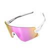 SQUALO Polarized Sunglasses, UV Protection Cycling Sunglasses for Women Men, Windproof Goggles with Mirror Lens (White/Pink) view 1