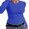 Afibi Women Ribbed Long Sleeve Crew Neck Slim Fit Stretchy Basic T Shirts Tops (Small, Blue) view 2