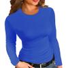 Afibi Women Ribbed Long Sleeve Crew Neck Slim Fit Stretchy Basic T Shirts Tops (X-Large, Blue) view 1