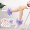 SAYOO Toddler Girls Ruffle Socks Double Lace Frilly Princess Dress Socks Cotton Anti-slip Ankle Socks for Kids Years 1-10T (W-Pink*3 Pairs, 1-3 Years) view 2