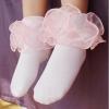 SAYOO Toddler Girls Ruffle Socks Double Lace Frilly Princess Dress Socks Cotton Anti-slip Ankle Socks for Kids Years 1-10T (W-Pink*3 Pairs, 1-3 Years) view 4