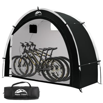 Happy Travel Bike Storage Shed Tent,Outdoor Portable Bicycle Storage Sheds with 210D Oxford Fabric PU4000 Waterproof for 2/3/4/6/8 Bikes,Bike Covers Shelter for Motorcycle,Garden Tools,Toys,Lawn Mower