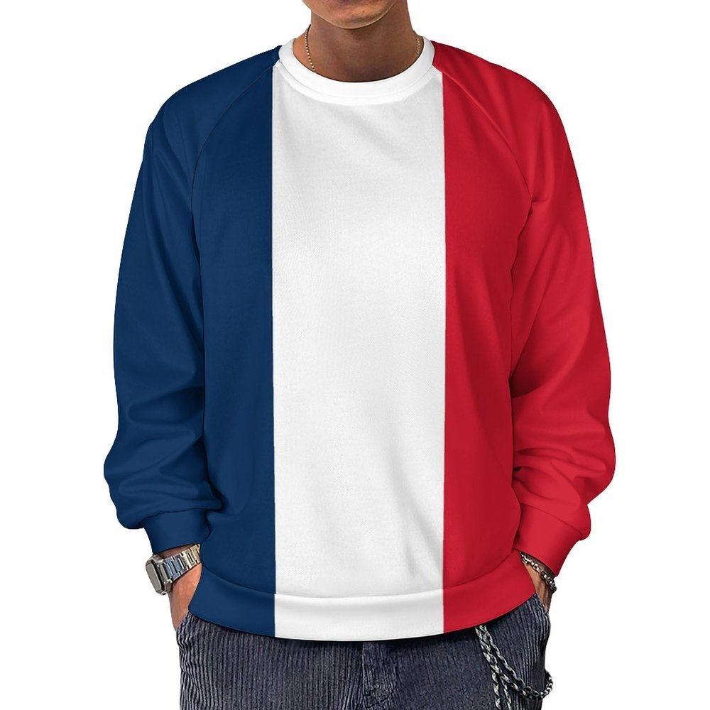 Fattyeery Mens Pullover Sweatshirts French Flag Hoodie Sweatshirts for Adult Casual Unisex Sweatshirt L