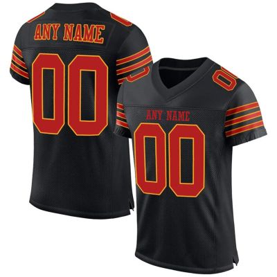 Custom Football Jersey Personalized Team Name Number Practice Jerseys Customized Football Shirt for Men Youth Women Black,Red,Gold