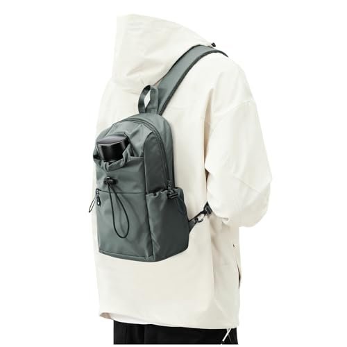 SEAFEW Small Green Sling Crossbody Backpack Shoulder Bag for Men Women - Mini One Strap Sling Bag Fanny Pack Daypack, Waterproof Nylon Chest Bag for Motorcycle Hiking Travel Gym Sport