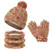 Kids Hat Scarf Gloves Set Toddler Winter Knit Beanies Neck Warmer Gaiter (Rainbow) view 1