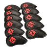 NineFit Basics Golf Iron Headcover Club Head Cover Protection Sticker Closure, Black+Red view 1