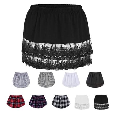 Jonissi Towardsoure Shirt Extenders, Shirt Extender for Women Adjustable Layering Fake Top Lower Sweep Shirt Half Length Skirt (2XL, Black1)