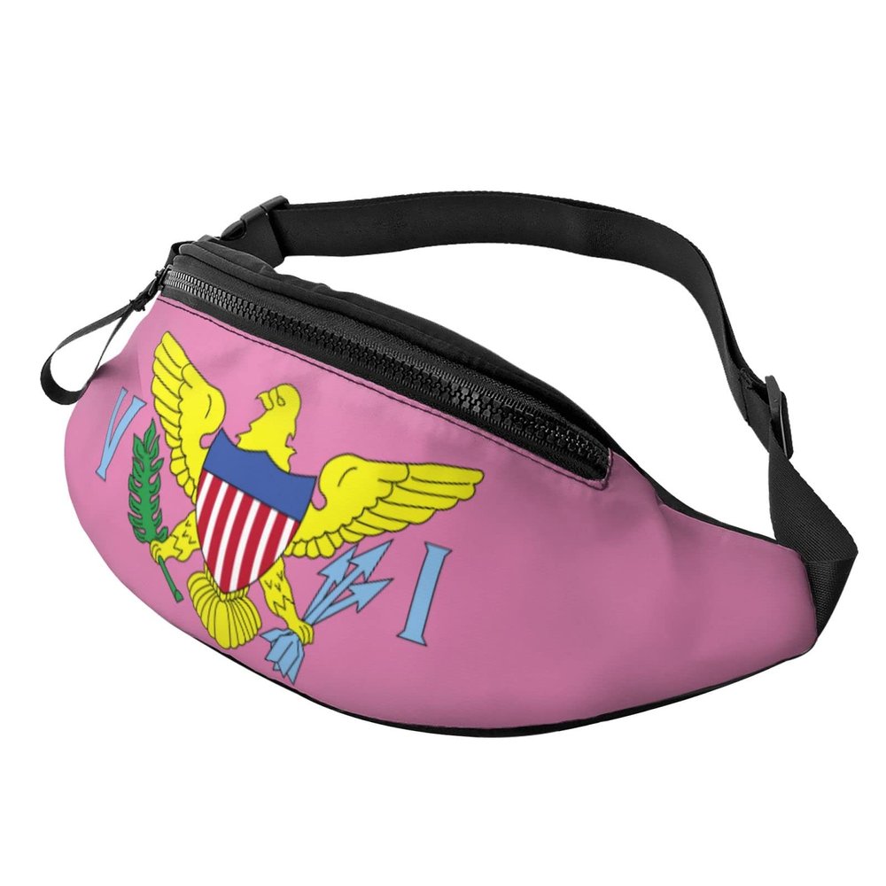 MINGSHAN Virgin Islands Flag Fanny Pack For Men & Women,Casual Durable With Adjustable Strap & Headphone Hole For Outdoors Workout Running Hiking Cycling Traveling