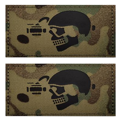 2 PCS AliPlus Night Vision Skull Patches IR Infrared Reflective Patch Laser Cut Patch Tactical Military Morale Patch Hook and Loop
