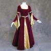 Women's Renaissance Trumpet Sleeve Princess Dress Lace Up Floor Length Victorian Vintage Medieval Ball Gown Costume view 3