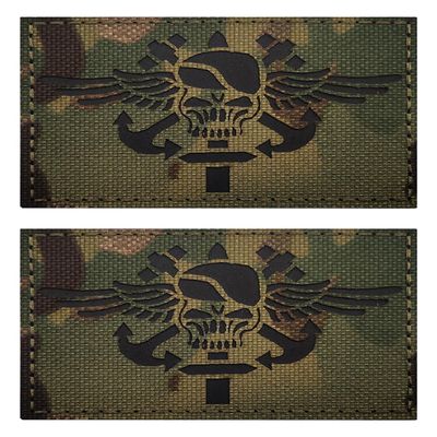 2 PCS AliPlus Wing Skull Patches IR Infrared Reflective Patch Laser Cut Patch Tactical Military Morale Patch Hook and Loop
