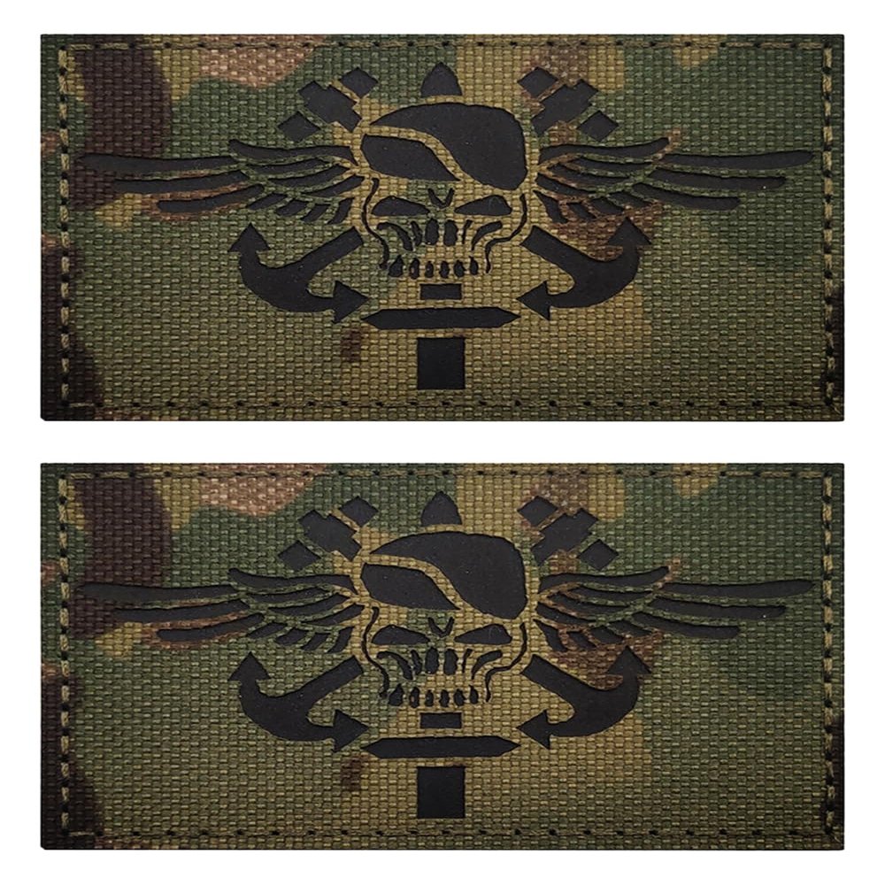 2 PCS AliPlus Wing Skull Patches IR Infrared Reflective Patch Laser Cut Patch Tactical Military Morale Patch Hook and Loop