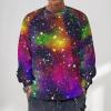 Bright Colorful Abstract Galaxy Universe Men's Crewneck Sweatshirt Long Sleeve Pullover Sweater Casual Outwear Tops S view 2