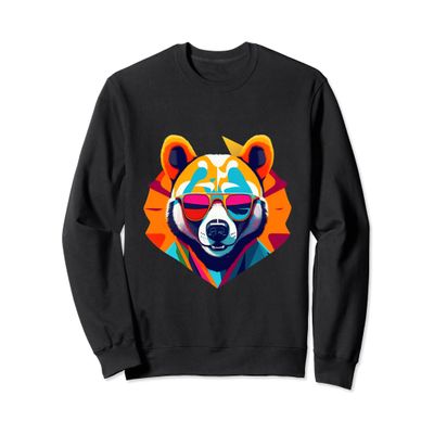 Bear Colorful bright bear head Geometrical rainbow bear Sweatshirt