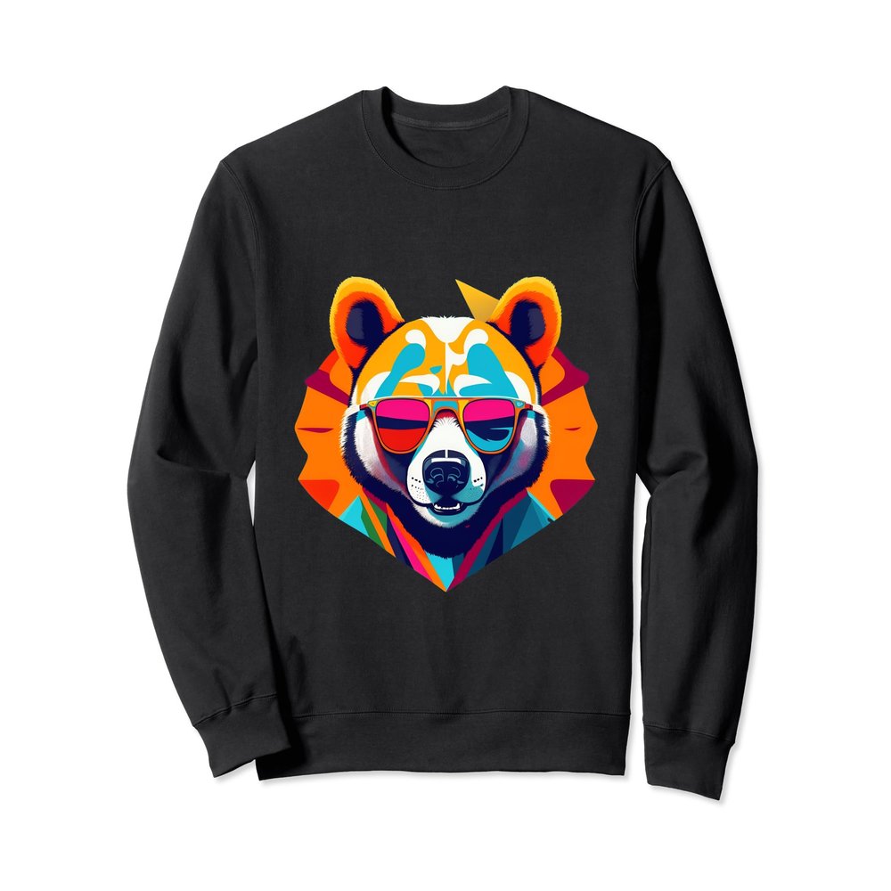 Bear Colorful bright bear head Geometrical rainbow bear Sweatshirt
