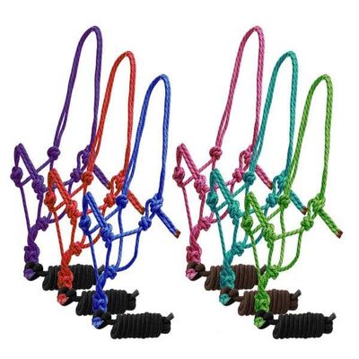 Braided Nylon Cowboy Knot Rope Halter w/Removable 7 1/2' Lead