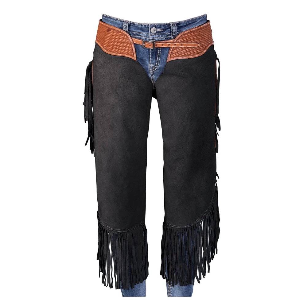 Custom Made Leather Fashion Chinks with Basket Weave Hand Tooled Yoke Set for Men Women Kids Small Medium Large LC-001C (Large)