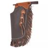 Custom Made Leather Fashion Chinks with Hand Tooled Yoke Set for Men Women Kids Small Medium Large Brown LC-008D (Medium) view 1