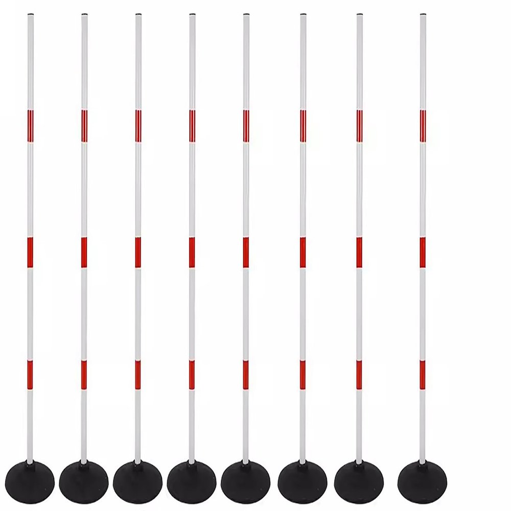 HDYZJQ ABS High Elasticity Agility Poles with Rubber Base, Outdoor Detachable Sports Training Slalom Poles for Team Training, Skills Training,4/5/6ft(9 Pole,1.8m(6ft))