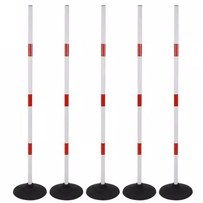 HDYZJQ ABS High Elasticity Agility Poles with Rubber Base, Outdoor Detachable Sports Training Slalom Poles for Team Training, Skills Training,4/5/6ft(5 Pole,1.2m(4ft))