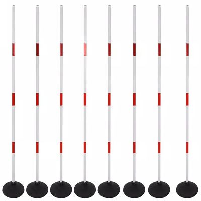 HDYZJQ ABS High Elasticity Agility Poles with Rubber Base, Outdoor Detachable Sports Training Slalom Poles for Team Training, Skills Training,4/5/6ft(8 Pole,1.8m(6ft))
