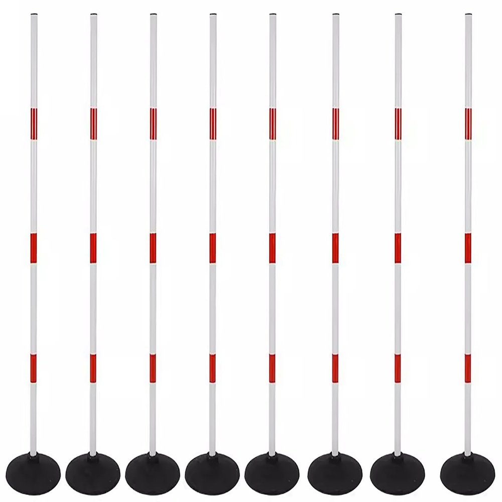 HDYZJQ ABS High Elasticity Agility Poles with Rubber Base, Outdoor Detachable Sports Training Slalom Poles for Team Training, Skills Training,4/5/6ft(8 Pole,1.5m(5ft))