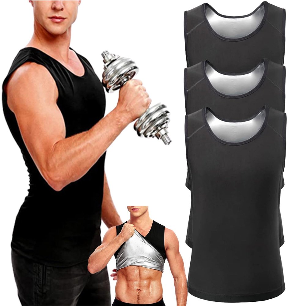 Guys Men Chest Gynecomastia Compression Top,Oveallgo Gynecomastia Muscleup Compression Tank Top (3pcs,L/X)