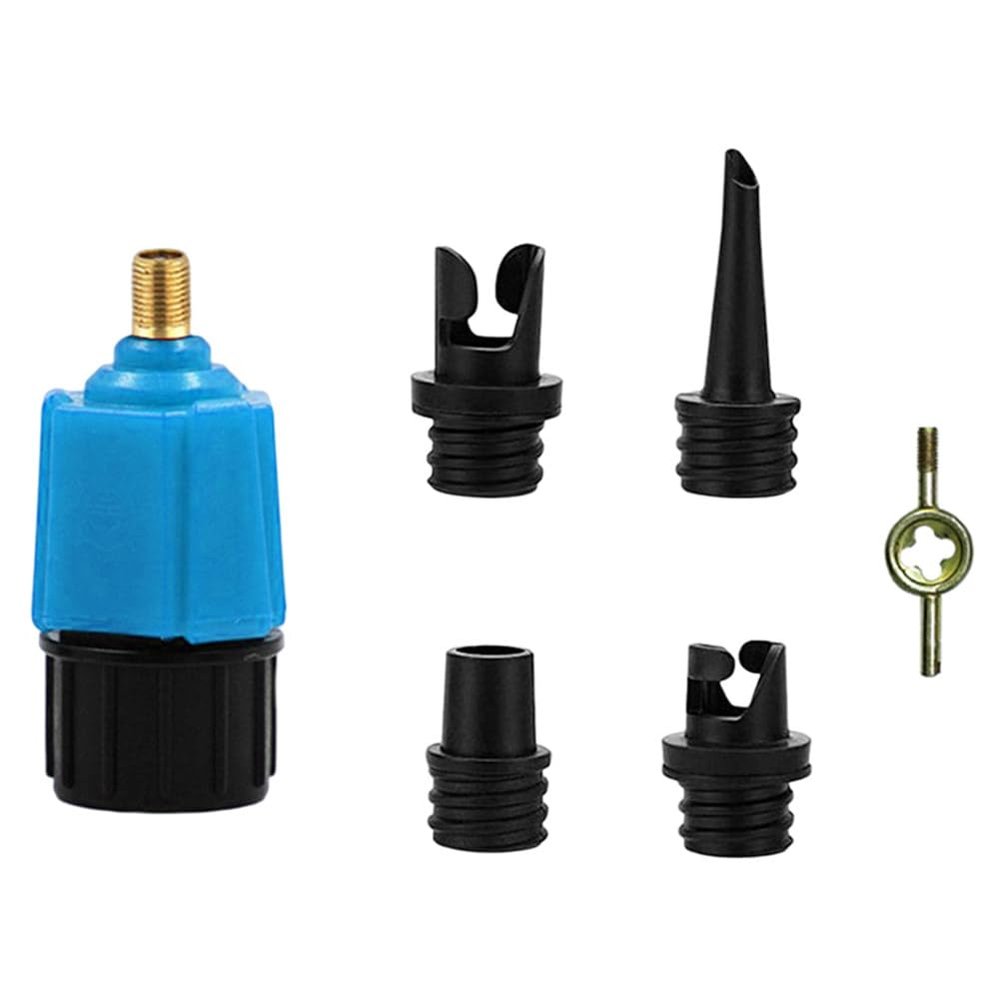 ROUMANDA Inflatable SUP Pump Adaptor Compressor Paddle Board Pump Adapter, Multifunction SUP Inflatables Car Air Compressor with 4 Air Valve Nozzles for Paddle Board Inflatable Boat Air Kayak (Blue)