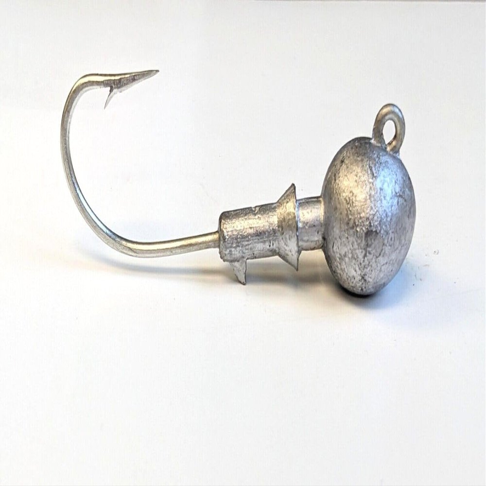 10 4oz Unpainted Saltwater Round Ball Jig Heads Redfish Fluke Tinned Hook Lure