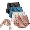 4Pcs Hygroscopic Silk Panties High Waist Seamless Hygroscopic Underwear Tummy Control (#2,Medium) view 1