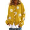 Cute Daisy Flower Cardigan Sweaters Women Teen Girls Long Sleeve Open Front Y2K Tops Fashion V Neck Knitted Outerwear view 1
