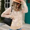 Cute Daisy Flower Cardigan Sweaters Women Teen Girls Long Sleeve Open Front Y2K Tops Fashion V Neck Knitted Outerwear view 3
