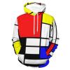 Mondrian Style Unisex Hoodie Long Sleeeve Hooded Sweatshirt Casual Pullover Tops with Pocket S view 1