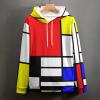 Mondrian Style Unisex Hoodie Long Sleeeve Hooded Sweatshirt Casual Pullover Tops with Pocket S view 4