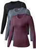 TAISIM Women's Dry Fit Compression Shirts Moisture Wicking Long Sleeve Base Layer for Workout, Running, Yoga,Cold Weather,Black,Grey,Wine red,Large view 1