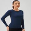 TAISIM Women's Dry Fit Compression Shirts Moisture Wicking Long Sleeve Base Layer for Workout, Running, Yoga,Cold Weather,Black,Grey,Navy,Medium view 2