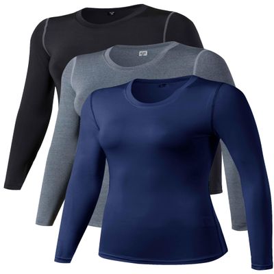 TAISIM Women's Dry Fit Compression Shirts Moisture Wicking Long Sleeve Base Layer for Workout, Running, Yoga,Cold Weather,Black,Grey, Navy,XXLarge