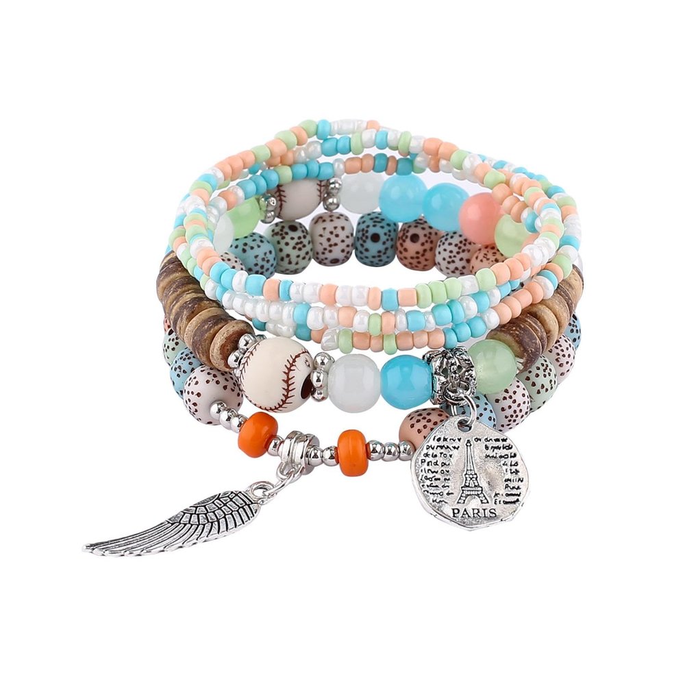 vzfit Bracelet Colorful Bohemian Women's Multi-layered Stretch Bead Ornaments