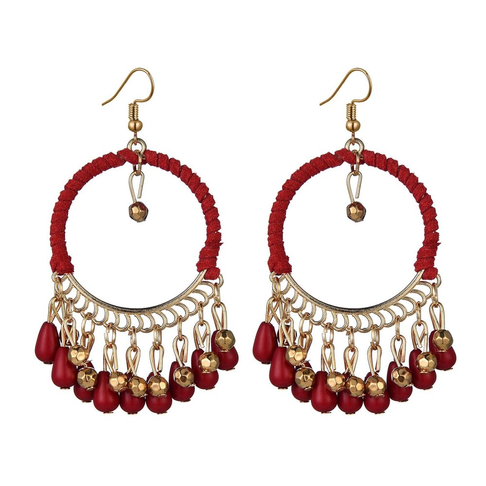 Ethnographic Earrings Sub-vintage Round Droplet Tassel Earrings