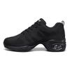 Fenlogft Women's Breathable Air Cushion Jazz Dance Shoes Lace Up Mesh Sneakers Athletic Walking Dance Thick Soled (Black,4,Big Kid) view 1