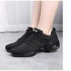 Fenlogft Women's Breathable Air Cushion Jazz Dance Shoes Lace Up Mesh Sneakers Athletic Walking Dance Thick Soled (Black,4,Big Kid) view 3