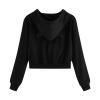 Women's Casual Crop Hoodies Cat Ear Hooded Sweatshirt Tops Y2K Clothing Solid Color Zip Up Hoodie Shirts with Pockets Soft Sweatshirts for Women A-Black view 4
