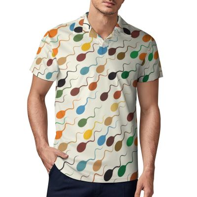 Colorful Sperm Men Polo Shirt Short Sleeve Golf Polo Shirt Athletic Casual T Shirts 5XL