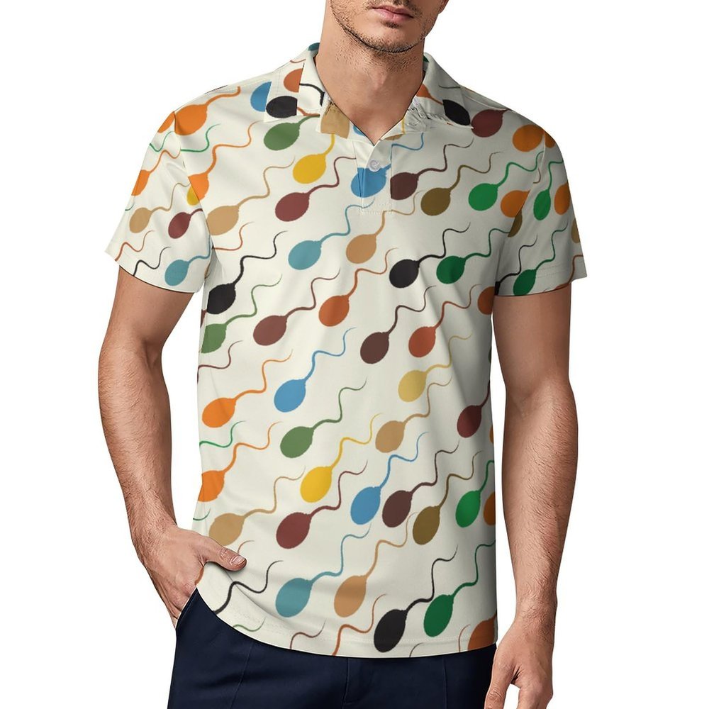 Colorful Sperm Men Polo Shirt Short Sleeve Golf Polo Shirt Athletic Casual T Shirts 5XL