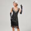 1920 Style Dresses for Women, Flapper Dresses 1920s Long Fringed Gatsby Dress Sequin Roaring 20s Dresses Vintage Art Deco Dress Cocktail Masquerade Party Evening Dance Prom Gown Black XL view 2
