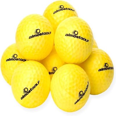 ALMOSTGOLF Limited Flight Practice Foam Golf Balls  Realistic Spin, Trajectory, & Accuracy Training, Pack of 24, Hi-Vis Yellow