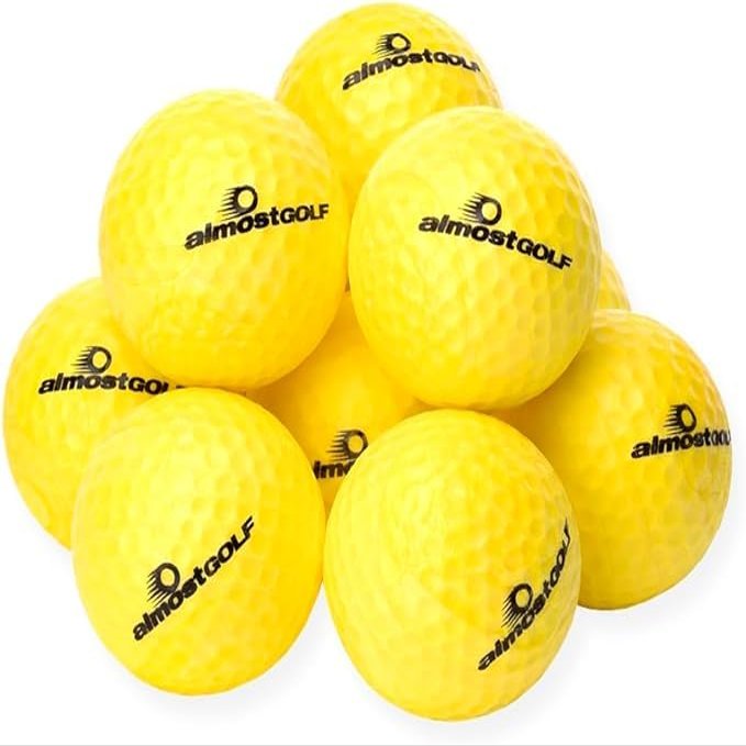 ALMOSTGOLF Limited Flight Practice Foam Golf Balls  Realistic Spin, Trajectory, & Accuracy Training, Pack of 24, Hi-Vis Yellow
